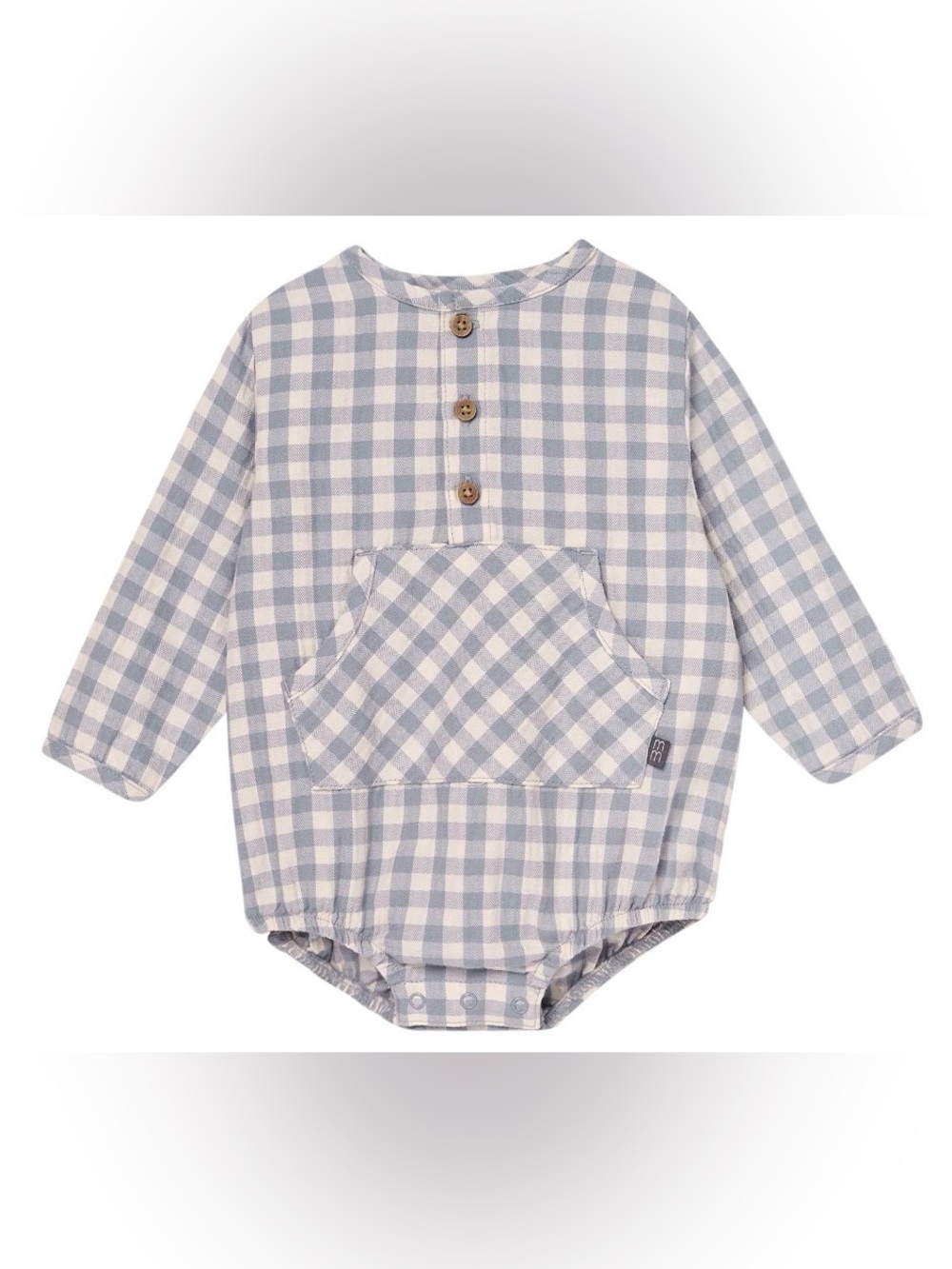Modern Moments Boys 18M Gray Cream Cotton Henley Romper Boho Preppy Cottagecore - Picture 3 of 16